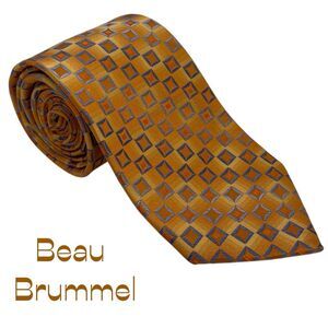 Beau Brummel Orange Silver Silk Necktie NWOT